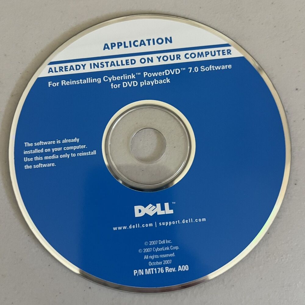 DELL Drivers and Utilities DVD for Reinstalling Cyberlink PowerDVD 7.0 Software
